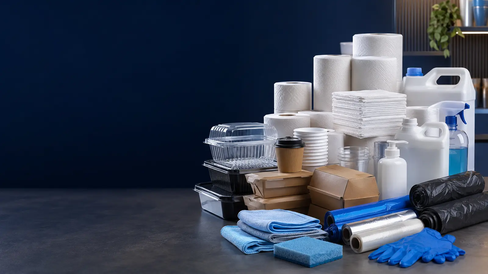 Embalagens, papéis, descartáveis e produtos de limpeza para abastecimento empresarial